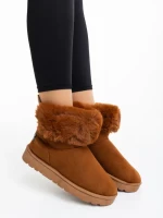 Дамски чизми камел от текстилен материал Ezera