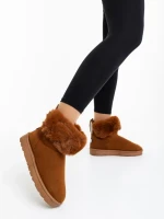 Дамски чизми камел от текстилен материал Ezera