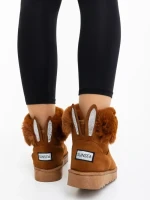 Дамски чизми камел от текстилен материал Ezera