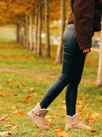 Дамски чизми бежови от текстилен материал Diera