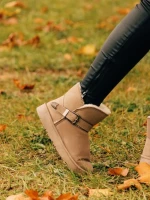 Дамски чизми бежови от текстилен материал Diera