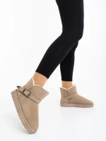 Дамски чизми бежови от текстилен материал Diera