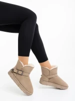 Дамски чизми бежови от текстилен материал Diera