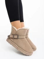 Дамски чизми бежови от текстилен материал Diera