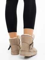 Дамски чизми бежови от текстилен материал Diera