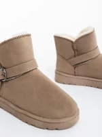 Дамски чизми бежови от текстилен материал Diera