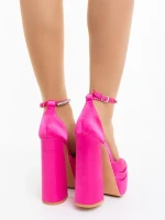 Дамски обувки с ток циклама от текстилен материал Arcania