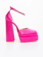 Дамски обувки с ток циклама от текстилен материал Arcania