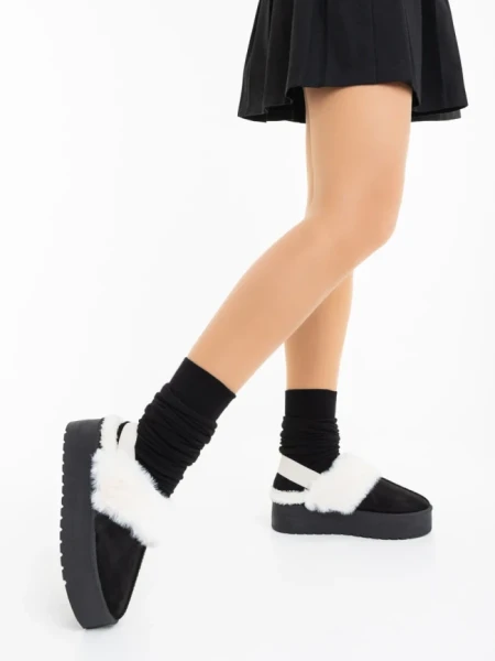 Дамски чехли черни от текстилен материал Delisia