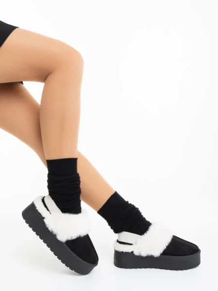 Дамски чехли черни от текстилен материал Delisia