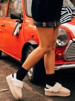 Дамски чехли светло бежови от текстилен материал Delisia