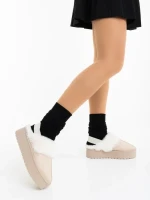 Дамски чехли светло бежови от текстилен материал Delisia