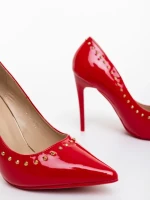 Дамски обувки с ток червени от екологична лачена кожа Starlight