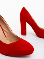 Дамски обувки с ток червени от текстилен материал Wisteria