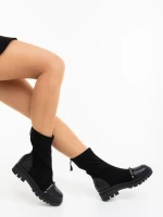 Дамски боти черни от екологична кожа и текстилен материал Ignacia