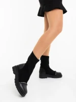 Дамски боти черни от екологична кожа и текстилен материал Ignacia