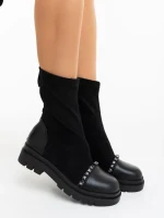 Дамски боти черни от екологична кожа и текстилен материал Ignacia