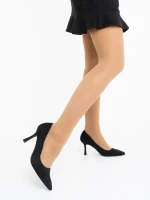 Дамски обувки с ток черни от текстилен материал Dorma