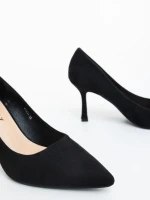 Дамски обувки с ток черни от текстилен материал Dorma