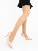 Дамски обувки с ток телесен цвят от текстилен материал Dorma