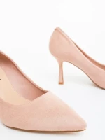Дамски обувки с ток телесен цвят от текстилен материал Dorma