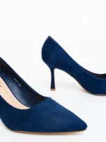 Дамски обувки с ток сини от текстилен материал Dorma