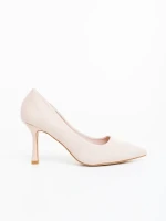 Дамски обувки с ток бежови от текстилен материал Dorma