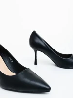 Дамски обувки с ток черни от екологична кожа Zafrani