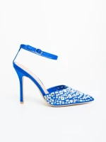 Дамски обувки с ток сини от текстилен материал Merenda