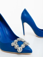 Дамски обувки с ток сини от екологична кожа Danzia