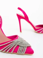 Дамски обувки с ток циклама от текстилен материал Danara