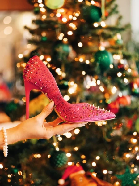 Дамски обувки с ток циклама от текстилен материал Zamera