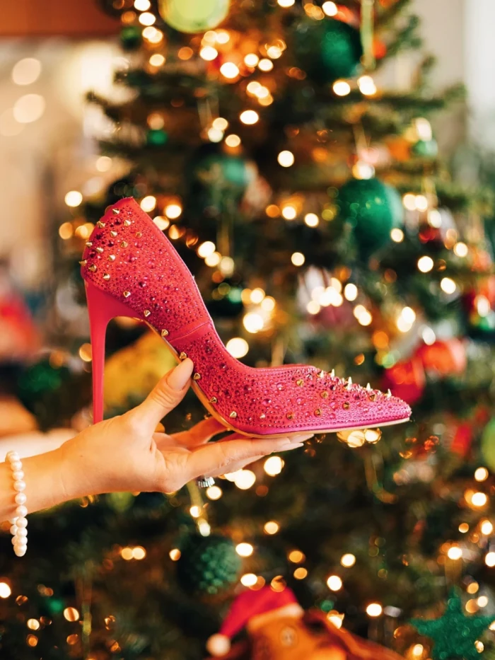 Дамски обувки с ток циклама от текстилен материал Zamera