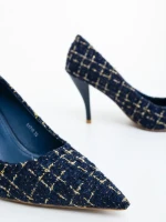 Дамски обувки с ток сини от текстилен материал Vicara