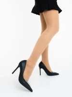 Дамски обувки с ток черни от екологична кожа Estora