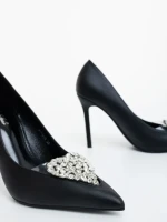 Дамски обувки с ток черни от екологична кожа Estora