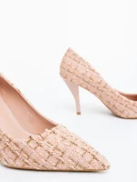 Дамски обувки с ток розови от текстилен материал Vicara