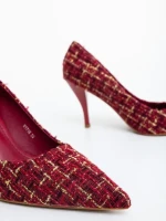 Дамски обувки с ток винено червени от текстилен материал Vicara