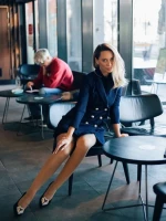 Дамски обувки с ток черни от текстилен материал Harina