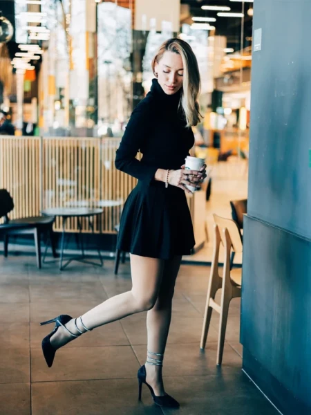 Дамски обувки с ток черни от текстилен материал Radica