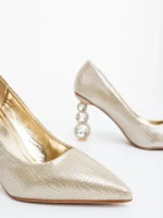 Дамски обувки с ток златисти от екологична кожа Ohara