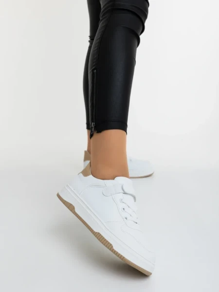 Дамкси спортни обувки бели с бежово от екологична кожа Klarisa