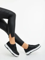 Дамкси спортни обувки черно-бели от екологична кожа Klarisa