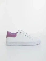 Дамски спортни обувки бели с лилаво от екологична кожа Everia