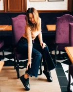 Дамски спортни обувки черни от екологична кожа Mivara