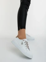 Дамски спортни обувки бели с бежово от екологична кожа Catiopia