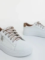 Дамски спортни обувки бели с бежово от екологична кожа Catiopia