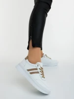 Дамски спортни обувки бели с бежово от екологична кожа Anzara