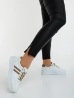 Дамски спортни обувки бели с бежово от екологична кожа Anzara