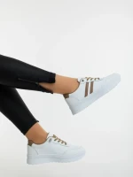 Дамски спортни обувки бели с бежово от екологична кожа Anzara